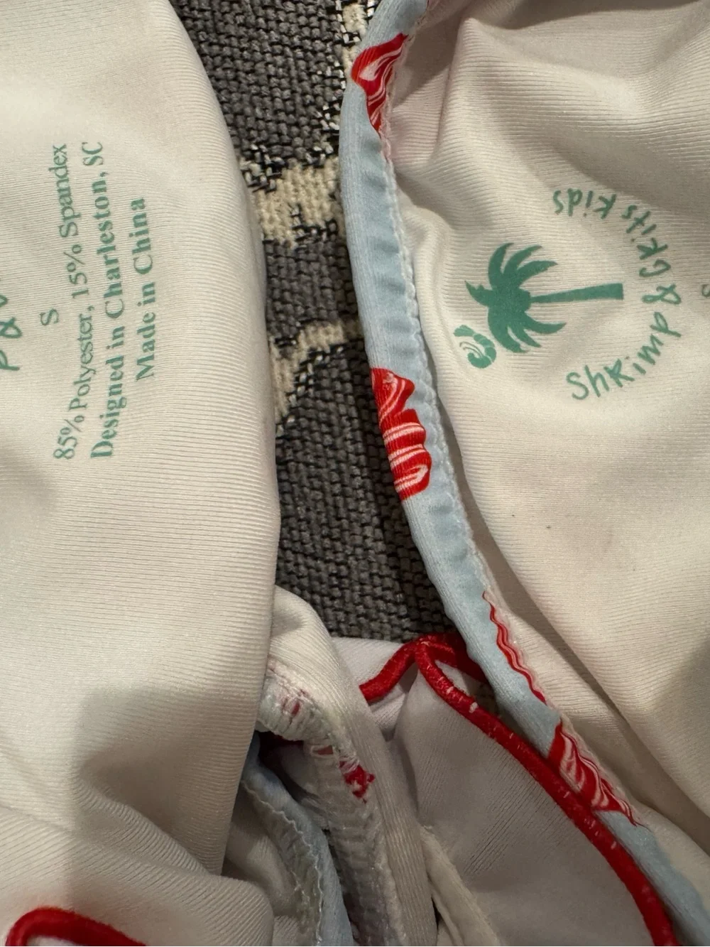 EUC Shrimp & Grits size Small red white blue patriotic toddler bikini 2-piece